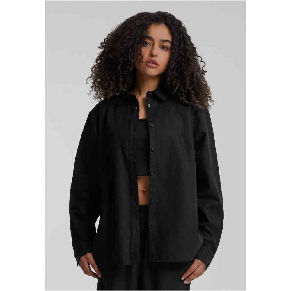 Urban Classics - Linen Mixed Oversized Bluse - Schwarz